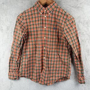 Ralph Lauren Button Down‎ Shirt Boys L 14-16 Orange Plaid L/S Pony Logo Preppy